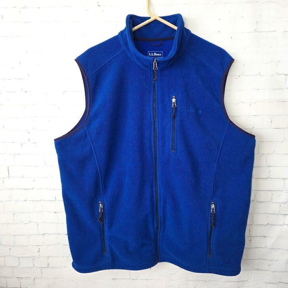 LL Bean Trail Model Polartec Fleece Vest Mens Size XXL Tall Blue 284629 Outdoor